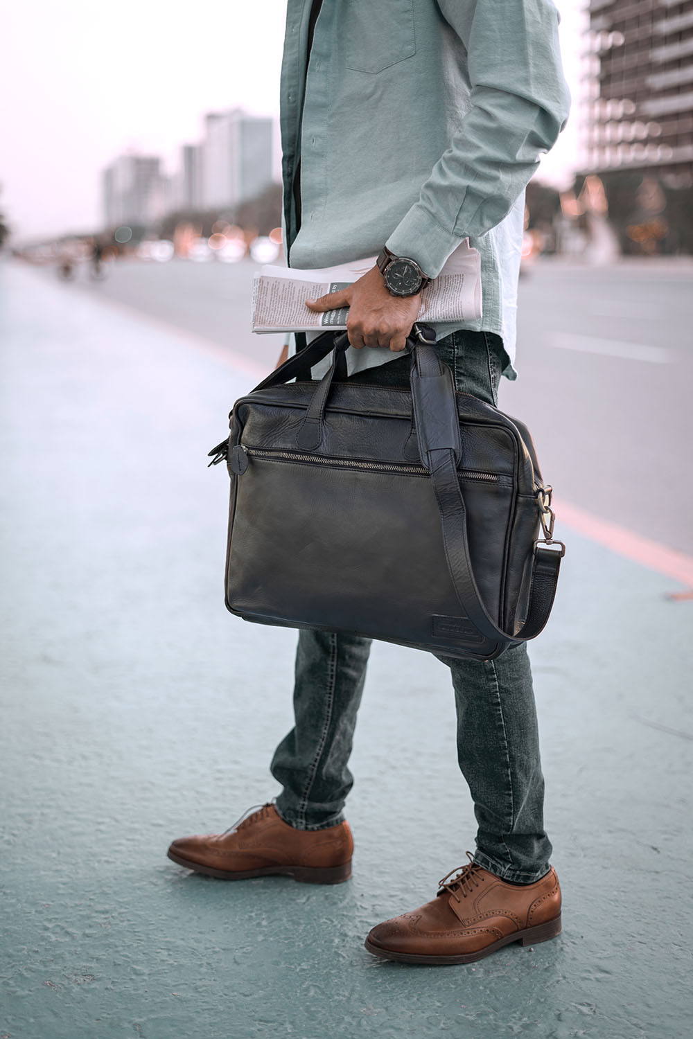 Mens leather work bag